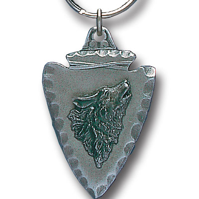 Key Ring - Wolf On Arrowhead